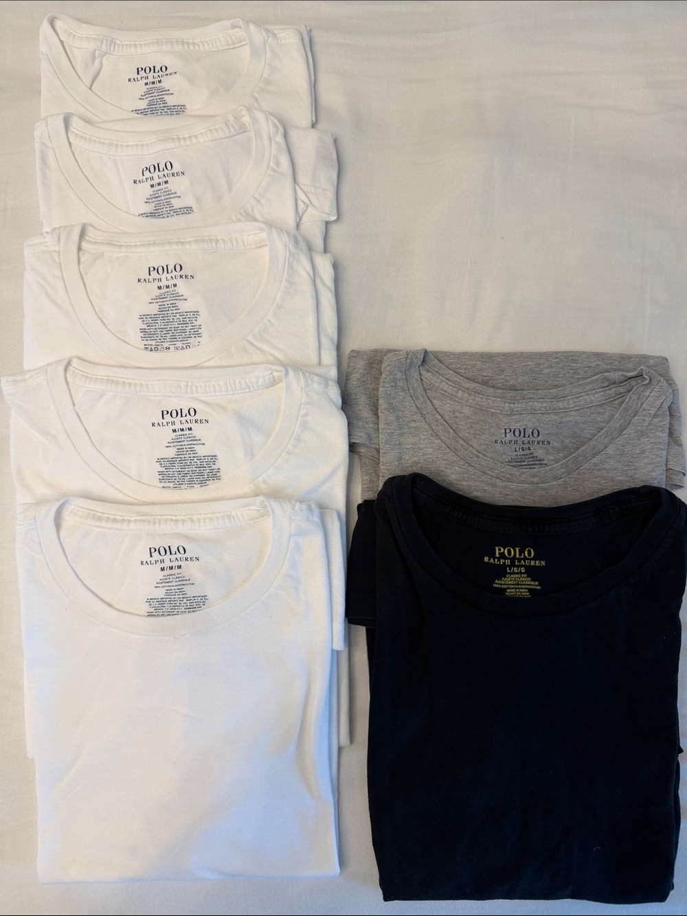Polo by Ralph Lauren Kids Short Sleeve Tee Set - White, Gray, Navy